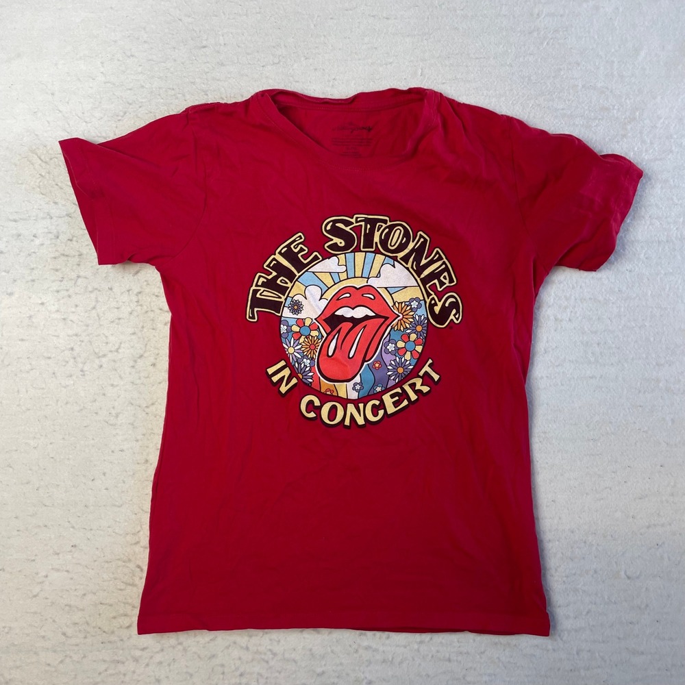 The Rolling Stones T Shirt Womens XL Red Graphic Concert Rock Band Tee